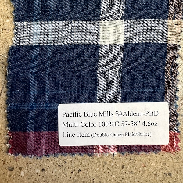 3 yards Multi-Color Blue Orange Natural Double-Gauze Plaid / Stripe Flannel Fabric 100%Cotton 4.6oz