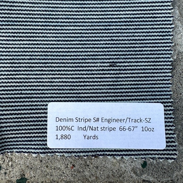 Indigo / Natural Stripe Denim Fabric Hickory / Railcar 3 YARDS 100% Cotton 58-66-67" 10 oz