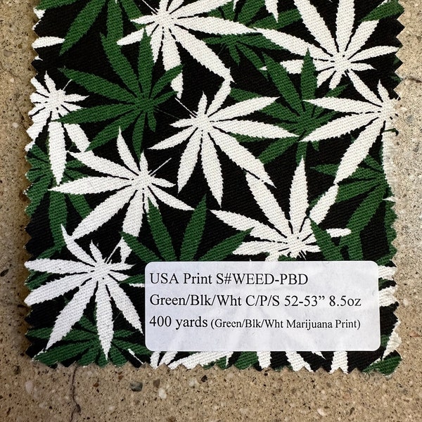 American Marijuana Print Fabric by the yard Poly Cotton Spandex good for pants and jackets (3 yards) Cannabis print, weed print