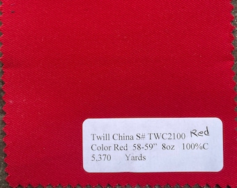 3 Yards Red Twill Fabric by the yard 8 oz 100% Cotton 58 in