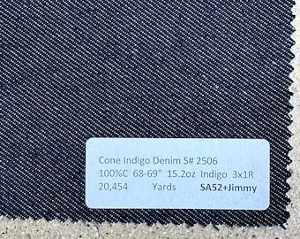 Cone Indigo Denim Fabric 100% cotton 15.2 oz Heavyweight Fabric by the yard 68-69"