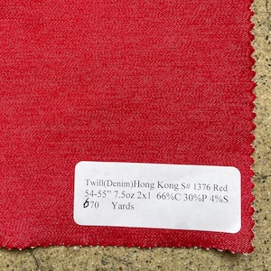 Twill Denim Hong Kong Red 54-553 7.5oz 2x1 66%C 30P 4S