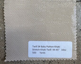 3 Yards Snake Skin Stretch Twill / Baby Python Print Twill Denim 44-45"