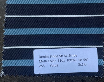 Blue Denim Stripe S# AL-Stripe Multi Color 11oz 100%C 58-59"