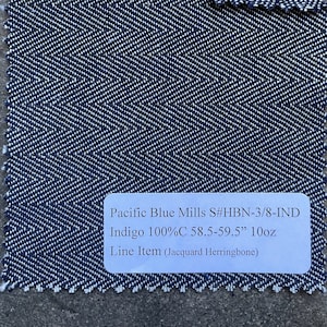 Indigo Jacquard Herringbone PBM 58.5-59.5&quot; 100% Cotton Line Item