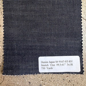 Japanese Stretch Denim Fabric Indigo fabric by the yard 100% cotton 12oz made in Japan 59-60&quot;