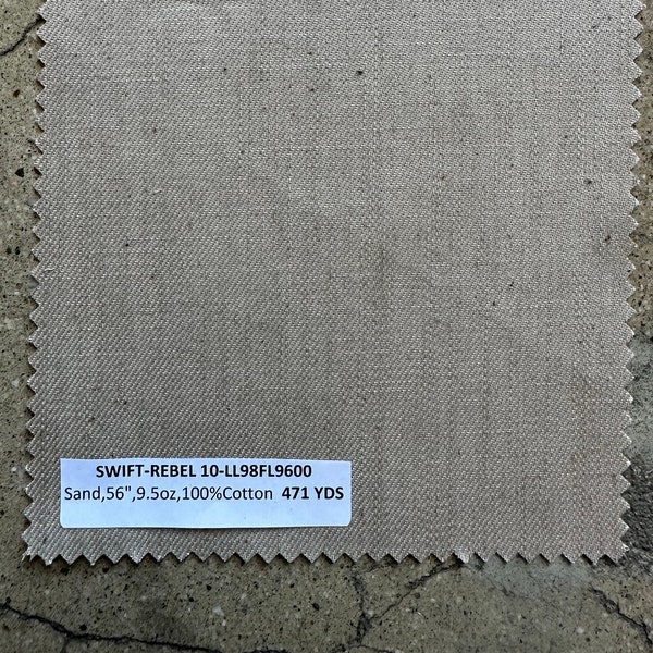 Swift Beige Sand Denim fabric by the yard (3 yard minimum) 55" 8 oz 98% Cotton 2 Lycra