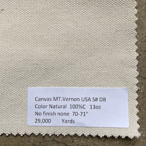 USA Canvas Mt Vernon Natural Canvas Fabric by the yard 100% Cotton 13oz 70-71&quot;