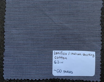 Italian Lanificio Shirting Fabric by the Yard Cotton gray and white 63"