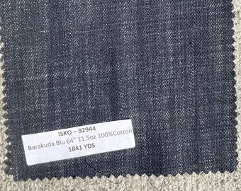 3 meter blå slubdenim ISKO - 92944 Barakuda blå 64" 11.5oz 100% bomull 1841 yards