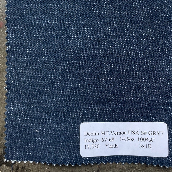 American Indigo Denim Stoff 100% Baumwolle 14,5 oz Heavyweight Fabric Schüttgut