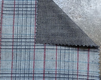 Plaid Back Indigo Stretch Denim Fabric: 3 Yards