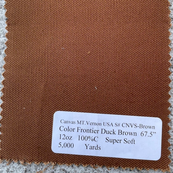 Brown / Tan Duck Canvas Fabric by the yard made in USA (Vermont)  12oz Medium Weight 100% cotton