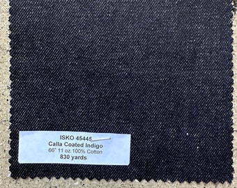 3 Yards Waxed Indigo Denim Fabric medium-weight 11 oz 66”
