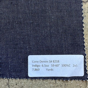 Cone Indigo Lightweight Denim 100% Cotton 59-60&quot; 6.5 oz 2x1R