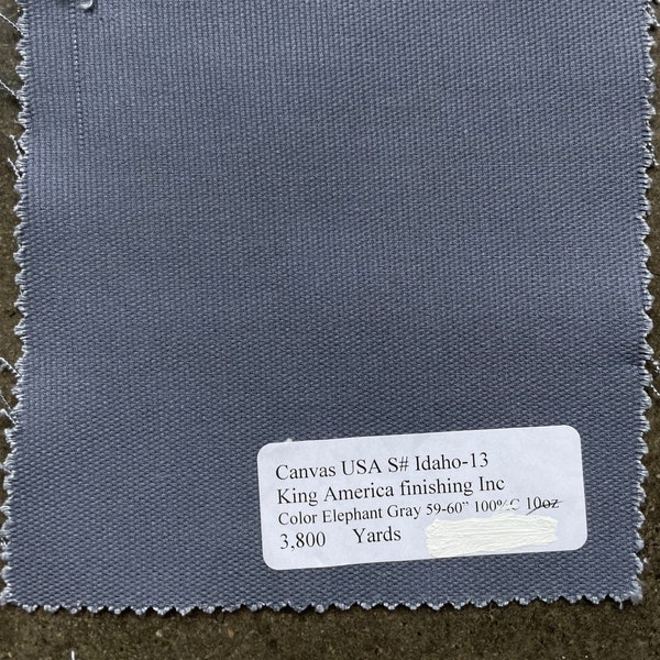 Toile grise USA 100 % coton (gris éléphant) Toile américaine idaho 10 oz 60"