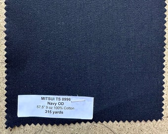 Navy Japanese Denim fabric by the yard 9oz Jean Fabric 100% Cotton 57.5" made in Japan