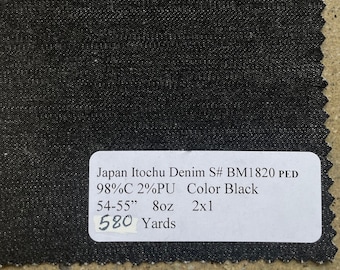 3 yardas: Tela vaquera Itochu negra, trama blanca (54-55", 8 oz)