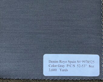 Grey Stretch Denim Spain Gray 8oz medium lightweight fabric by the yard SOFT 52"