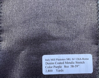 Italian Metallic Purple Stretch Denim Fabric: 3 Yards, 8oz (59")