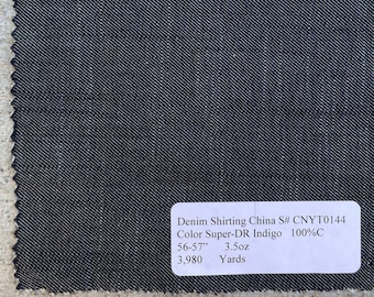 3 iarde: tessuto per camicie in 100% cotone Chambray indaco (57", 3,5 oz)