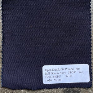3 Yards Japanese Indigo Denim Kuroki Navy Denim fabric 9oz Jean Fabric 95 Cotton 5 PU made in Japan