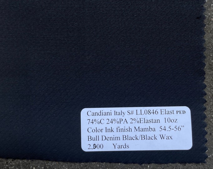 Italian Black Waxed Denim Fabric 10 Oz 55 Cotton Nylon Etsy