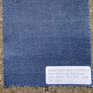 Royal Blue / Light Blue Denim Cross Hatch Japanese Denim 100% cotton Fabric by the yard 12 oz 59 in wide bolt width