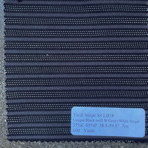 Black and Grey Striped Twill Woven Fabric by the yard 7 oz  35 cotton 65 polyester 58.5-59.5"