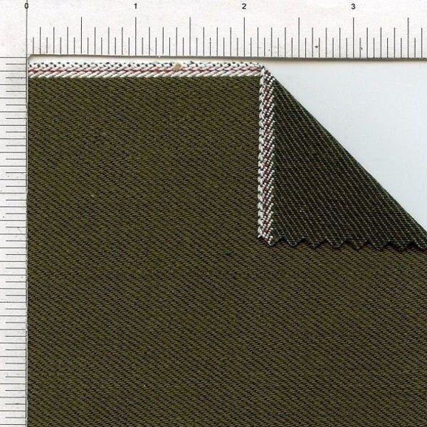 Selvedge Denim Vert Olive 100%C 31,5" 13,5 oz 5 mètres (Denim Selvedge Vert Olive)