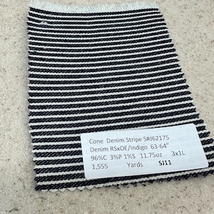 Cone Indigo Streifen Denim Stoff Hickory / Waggon 96% Baumwolle 3 Poly 1 Spandex 160-160 cm 11,75 unze