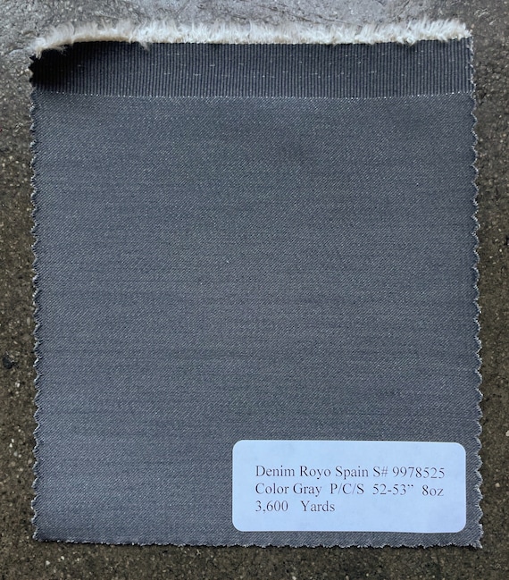 3 yards Grey Stretch Denim Spain Gray 8oz  lightweight denim fabric  SOFT 52"
