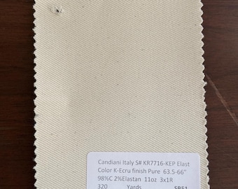 3 Yards Natural Denim Fabric With Seeds 98%C 2E 11oz 63.5-66”