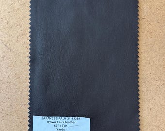 3 YARDS Dark Brown Faux Leather / Vegan Leather Fabric 12 oz 53”