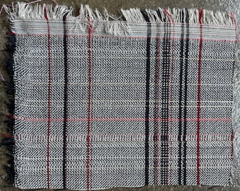 Plaid Fabric by the yard grey and red gold shine Wool/ poly/ cotton pant fabric