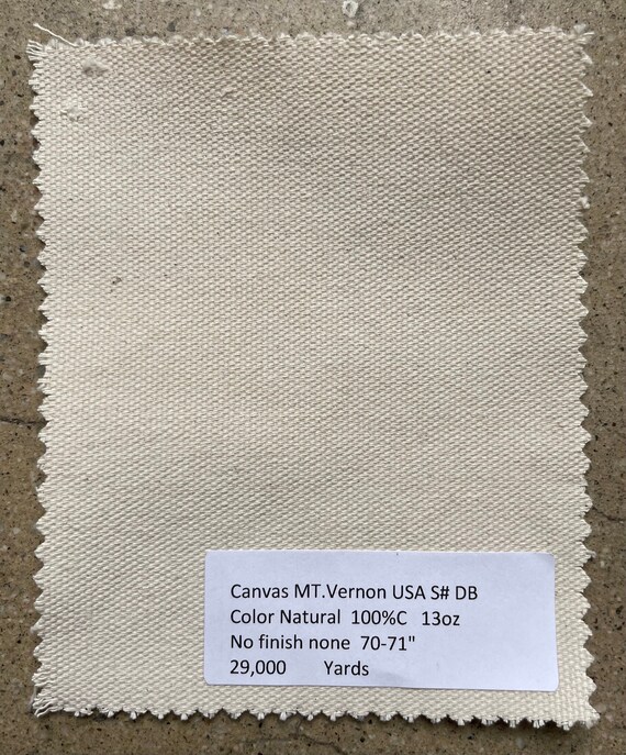 USA Canvas Mt Vernon Natural Canvas Fabric by the yard 100% Cotton 13oz 70-71"
