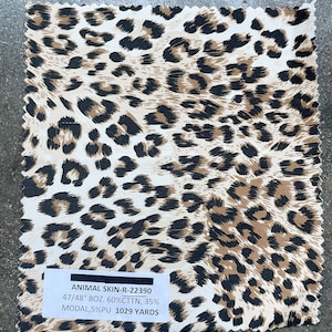 Tessuto denim twill con stampa ghepardo: 3 iarde, 48" di larghezza