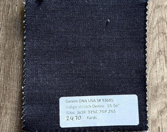 3 yards American Indigo Stretch Denim DNA 10oz 56”