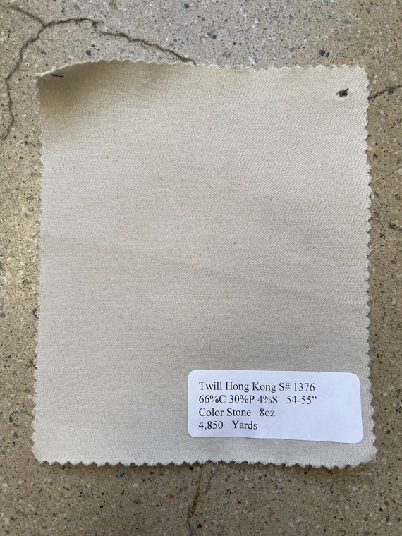 3 Yards Stone Stretch Twill Fabric 66% Cotton Blend (54-55") 8 oz