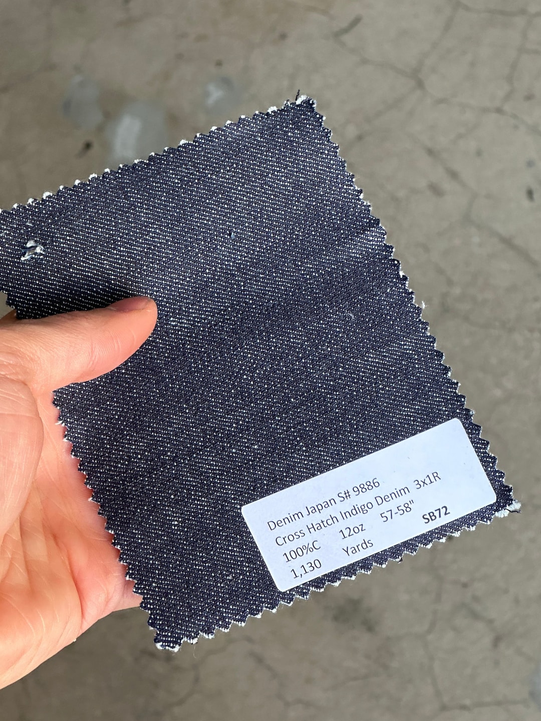 Japanese Denim Fabric Crosshatch Indigo Fabric by the Yard 100
