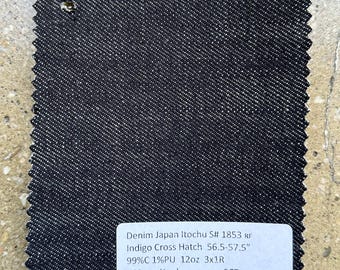 Japan Itochu Crosshatch Denim Indigo fabric by the yard 99% cotton 1 PU 12 oz made in Japan 56.5-57.5” 3 yards