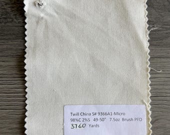 3 Yards White PFD Twill Fabric 98%C 2S 7.5oz 49-50”