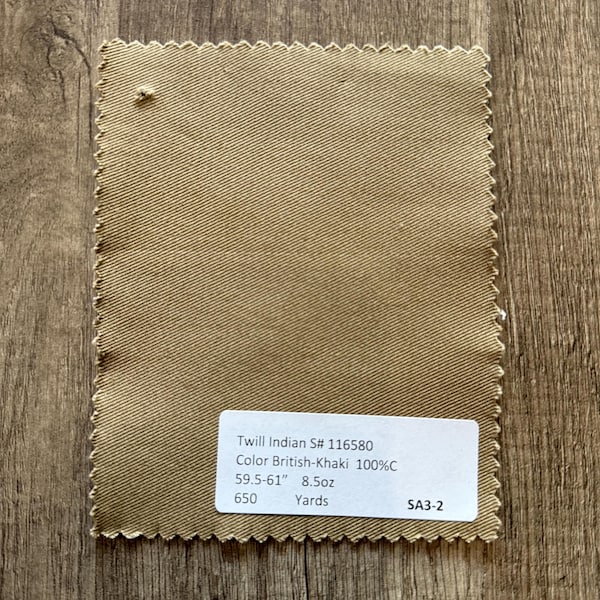 3 Yards British-Khaki Indian Twill 100%C 8.5oz 61”
