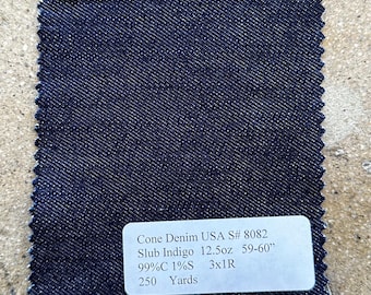 Cone USA Slub Indigo Denim 12.5 oz 99% Cotton 1 Spandex 59-60” 3 Yards