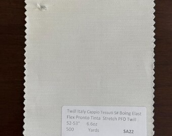 3 Yards Italian White Twill PFD 6.6oz 52-53”