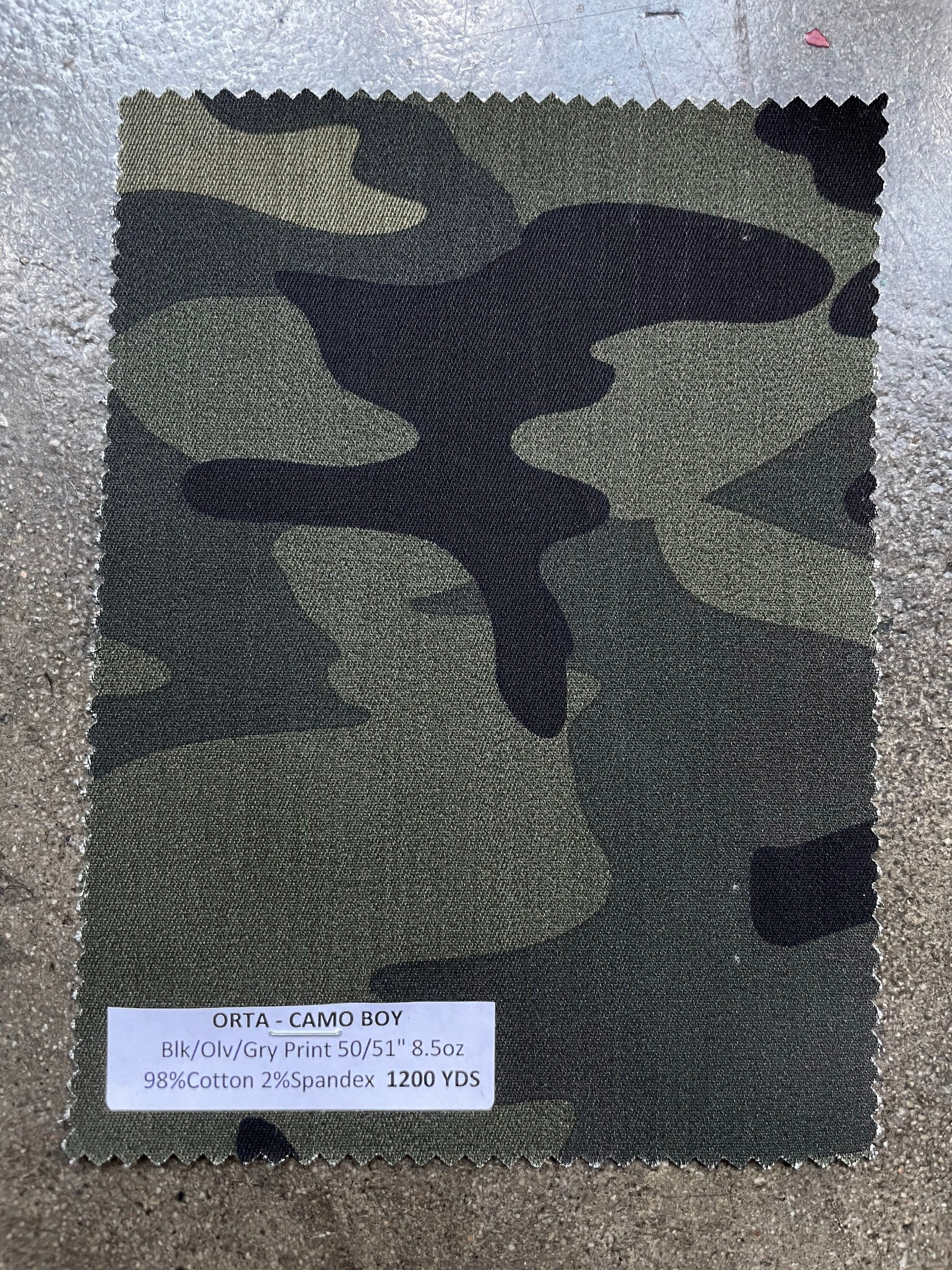 Tessuto mimetico elasticizzato Olive Camo twill 3 yards 98 cotone 2 spandex