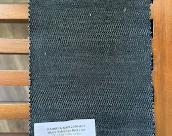 3 Yards Kaihara Black Selvedge Red Line 100% Cotton 11 oz 28”