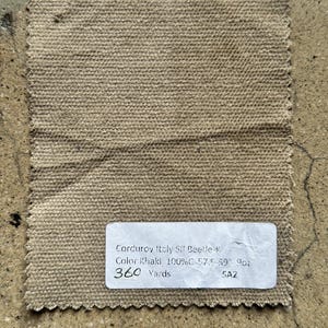 3 Yards Italian Khaki Corduroy Fabric 100% cotton 57” similar to velvet / velour