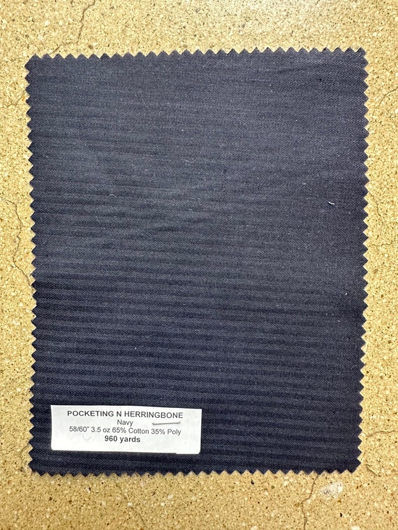 3 yards Navy Herringbone Pocketing Fabric by the yard 65% Poly 35 cotton 3 oz
