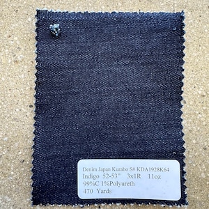 Japanese Kurabo Denim Fabric Deep Indigo 99% cotton 1 PU 11 oz made in Japan 52-53”